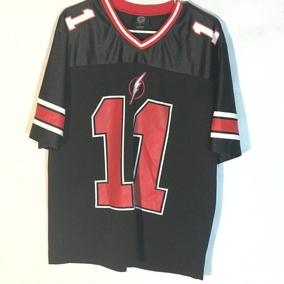 DC Comics Original The Flash Red Black Short Sleeve Football Jersey - Picture 3 of 6
